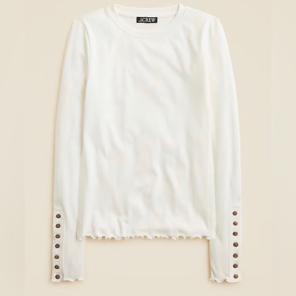 J.Crew Refined rib long-sleeve T-shirt with button cuffs NWT Size XS